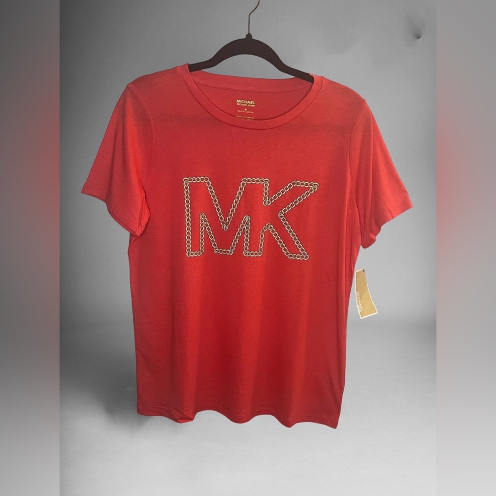 Michael Kors Orange Chained Graphic TShirt Size Medium
